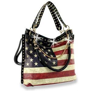 American Flag Stars and Stripes Satchel Handbag
